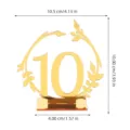Número de mesa 10 de acrílico dorado con diseño de corona botánica para decoracion de bodas. - Número 10 / Dorado