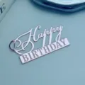 Acryl Happy Birthday Tortenaufsatz Detailansicht, ideal für Party und Kuchendekoration. - Happy Birthday Stil 3 / 1.3mm Dicke Breite Ca. 9CM / Roségold
