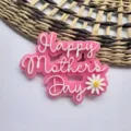 Pink double-layer acrylic Happy Mother's Day cake topper with cute daisy for party baking - Double Layer Fuchsia White - Happy Mother's Day / Width 9cm