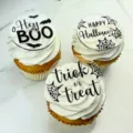 Halloween cupcake toppers acrylic round decorative signs spooky party dessert picks food decor - Transparent Acrylic Printed (3 Piece Set) / 3 Pieces/Pack / Clear