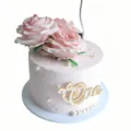 Ins style baby first birthday cake side acrylic decoration with bow one cake topper - White And Gold One With Bow