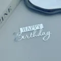 Silberner Acryl Happy Birthday Tortenaufleger, Spiegel-Finish Party Dessert Dekor. - Happy Birthday Stil 7 / 1.3mm Dicke Breite Ca. 9CM / Silber