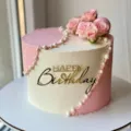 Close-up detail shot of the gold acrylic Happy Birthday cake topper side decoration. - Regular Side Decoration / 1.3mm Thick/Width Approx 9cm / Gold