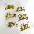 Goud Acryl Happy Birthday Taart Topper Set Verschillende Lettertypen Feest Decoratie - Stijl 1 / 1,3 mm dik/breedte ca. 9 cm / Goud