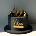 Schwarzer Geburtstagskuchen mit goldenen 30 und Happy Birthday Acryl-Toppern für tolle Partys. - Happy Birthday Nummer 30 & Kerze Set / 1.3mm Dicke Breite Ca. 9CM / Gold