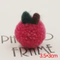 Handmade plush apple pompom detail, cute fluffy DIY accessory for phone cases and brooches. - Apple Bright Red