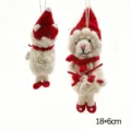Handgemachte Filz schaf Hänge ornament mit rotem Hut und Schal, Größe 18x6 cm neu. - Lamm mit rotem Hut beim Pulloverstricken