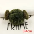 Green plush dog head DIY accessory, cute pompom charm for phone case and hairband. 3x4cm. - Olive Green Puppy