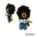 Handmade wool felt lion doll pendant cute backpack hanging ornament plush toy 15cm - Lion with Glasses