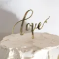 Gold acrylic Love cake topper for wedding birthday party dessert table decoration dessert - Script Gold Love / Approx. 10cm Width