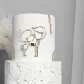 Gold wire art couple cake topper romantic acrylic dessert decoration for party wedding - Kissing Silhouette Gold / Approx. 10cm Width