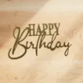 Decoración de pastel de feliz cumpleaños en acrílico dorado para mesa de postres. - Decoración de Tarta Feliz Cumpleaños Dorado 06