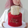 Topper per torta buon compleanno in acrilico con scritta corsiva dorata decorazione - Decorazione Torta Buon Compleanno Oro 03 / 1.3mm di Spessore, circa 10cm di Larghezza