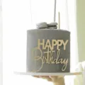 Variante topper per torta Happy Birthday in acrilico dorato, bella decorazione festa. - Decorazione Torta Buon Compleanno Oro 05 / 1.3mm di Spessore, circa 10cm di Larghezza