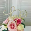 Gold acrylic LOVE cake topper for birthday wedding party dessert table decoration main view - Artistic Font Gold Love / Approx. 10cm Width