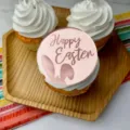 Décoration de gâteau lapin en acrylique pour cupcakes de Pâques fournitures de fête - Style Lapin Happy Easter / Largeur env. 5CM / Or rose