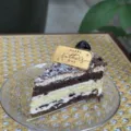 Delicious chocolate layer slice cake decorated with a Happy Father's Day gold topper. - Father's Day Rectangle / Width Approx 5CM / Gold