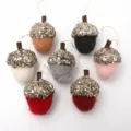 Ornamenti di ghiande in feltro fatti a mano con cappucci glitterati per decoro albero di Natale. - Colori Misti Casuali