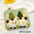 Handmade wool felt coin purse with cute sheep cartoon design, mini zipper wallet for cards. - Forest Double Sheep