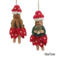 Christmas felt mushroom girl doll hanging ornament handmade cute holiday gift decor 16x7cm - Mushroom Flower Fairy
