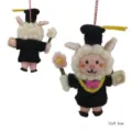 Handmade wool felt graduation sheep hanging ornament cute cartoon animal doll decor 12x9.5cm - Doctor Sheep