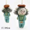 Handmade felt doll pendant cute girl hanging ornament Christmas tree decoration 17.5x5cm - Happy Doll (Grey Hat)