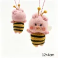 Handmade wool felt pig bee hanging ornament cute bag charm keychain car decor 12x4cm - Bee Piggy
