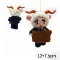 Handmade wool felt cute sheep hanging ornament DIY keychain pendant decoration gifts 12x7.5cm - Book Sheep
