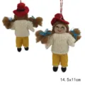 Handcrafted wool felt Christmas girl doll pendant hanging ornament variant style 14.5x11cm - Stylish Girl (White)