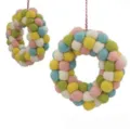 Handgemachte Filzkugel Kranz Weihnachten hängende Dekoration bunte Wollpompons Girlande - Blau-Grün-Rosa-Weiß-Serie