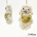 Handmade wool felt cute sheep keychain bag pendant cartoon doll 11x5cm fluffy ornament - Bib Little Lamb 1