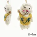 Handmade wool felt sheep keychain cute plush doll bag pendant fluffy animal toy gift - Bib Little Lamb 2