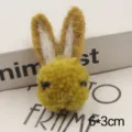 Yellow wool felt rabbit head DIY brooch accessory cute fluffy animal charm 6x3cm - Turmeric