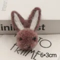 Wool felt rabbit head DIY brooch accessory, cute brown plush animal parts for phone case decor. - Dusty Pink