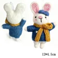 Handmade wool felt rabbit doll keychain cute cartoon animal bag charm pendant decor - Rabbit with Scarf