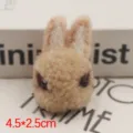 Wool felt rabbit head DIY brooch accessory phone case hair band decoration 4.5x2.5cm - Beige