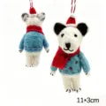 Handgemachte Filz Tier Weihnachten Schlüsselanhänger niedliche Plüsch Tasche Anhänger 11x3cm - Bär mit Weihnachtsmütze