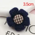 Handmade knitted wool flower hair accessory clothing apparel brooch 3.5cm cute DIY decor - Navy Blue