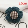 Handmade knitted wool small flower accessory detail, 3.5cm crochet floral patch for crafts. - Dark Green