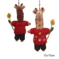 Handmade wool felt giraffe hanging ornament with red sweater and flower, cute bag pendant. - Giraffe in Red Sweater with Sunflower