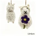 Handgemachte Wollfilz Schaf Hängeornament süßer Tier Anhänger mit Blume für Dekoration - Dickes Schaf mit lila Blume