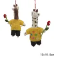 Handmade wool felt giraffe hanging ornament cute cartoon animal doll keychain bag pendant - Giraffe in Yellow Sweater with Sunflower