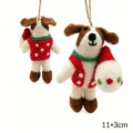 Handmade wool felt Christmas dog hanging ornament cute holiday decor party gift 11x3cm - Red Vest Little Dog