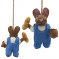 Handmade felt rabbit bag charm cute animal hanging doll pendant for backpack accessories - Croissant Brown Rabbit