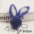 Wool felt rabbit head brooch DIY accessory cute blue pompom bunny charm for phone case headband. - Sapphire Blue