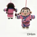 Handgemachte Filz Puppe Schlüsselanhänger niedliche Tasche Anhänger Auto Dekoration 13x5cm - Mongolisches Mädchen