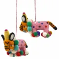 Handmade wool felt cartoon animal bag pendant hanging ornament car decoration cute 16.5cm - Circus Tiger