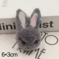 Wool felt rabbit head brooch DIY accessory cute animal plush charm for phone case 6x3cm - Dark Gray