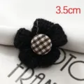 Handmade knitted wool flower brooch hair accessory DIY clothing decorative charm 3.5cm - Black