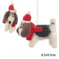 Handmade Felt Dog Christmas Pendant Cute Animal Bag Hanging Ornament 8.5x9.5cm Gift - Red Hat Dog
